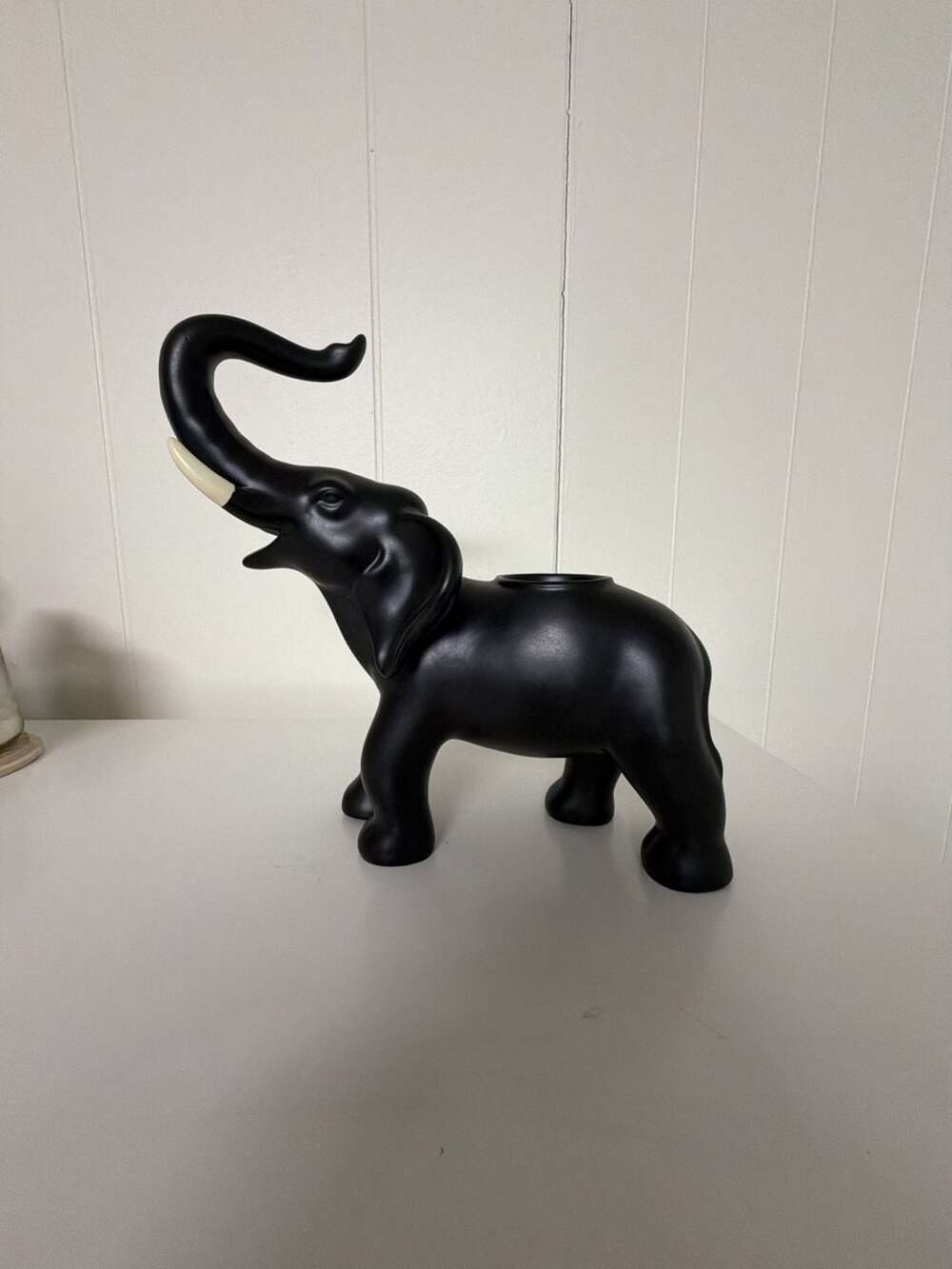 PartyLite Matte Black Elephant Pillar Candle Holder